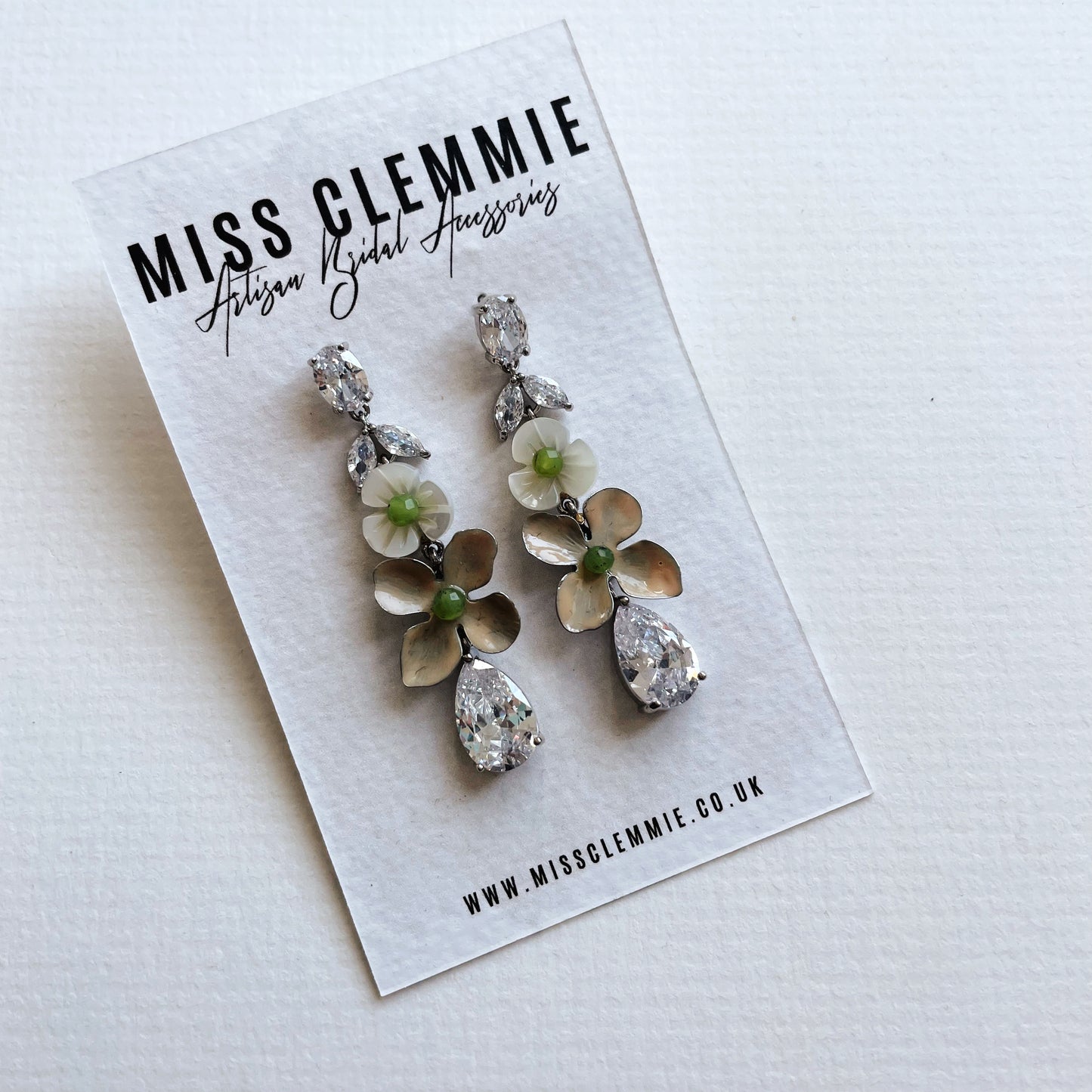 FLORA | Statement Bridal Earrings with crystal and floral