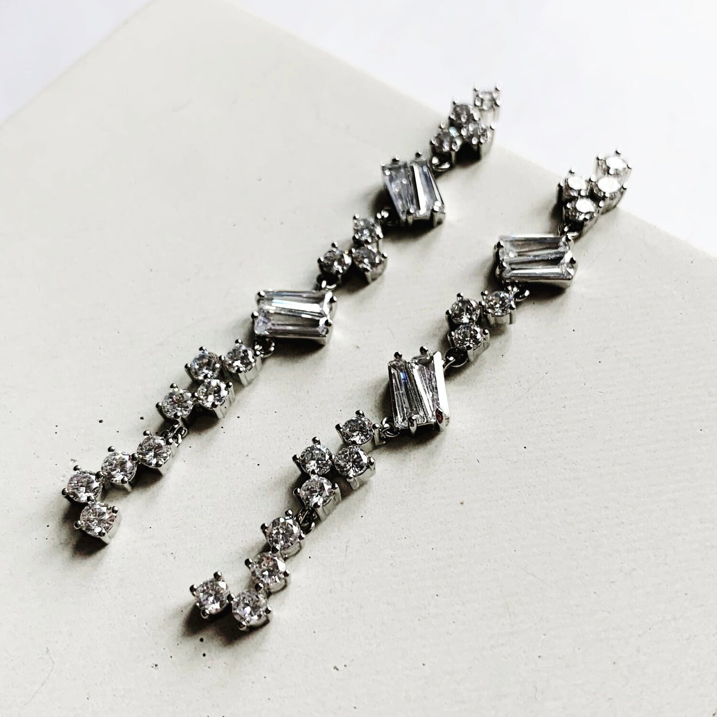 RIVOLI | Statement Bridal Earrings, long crystal drops