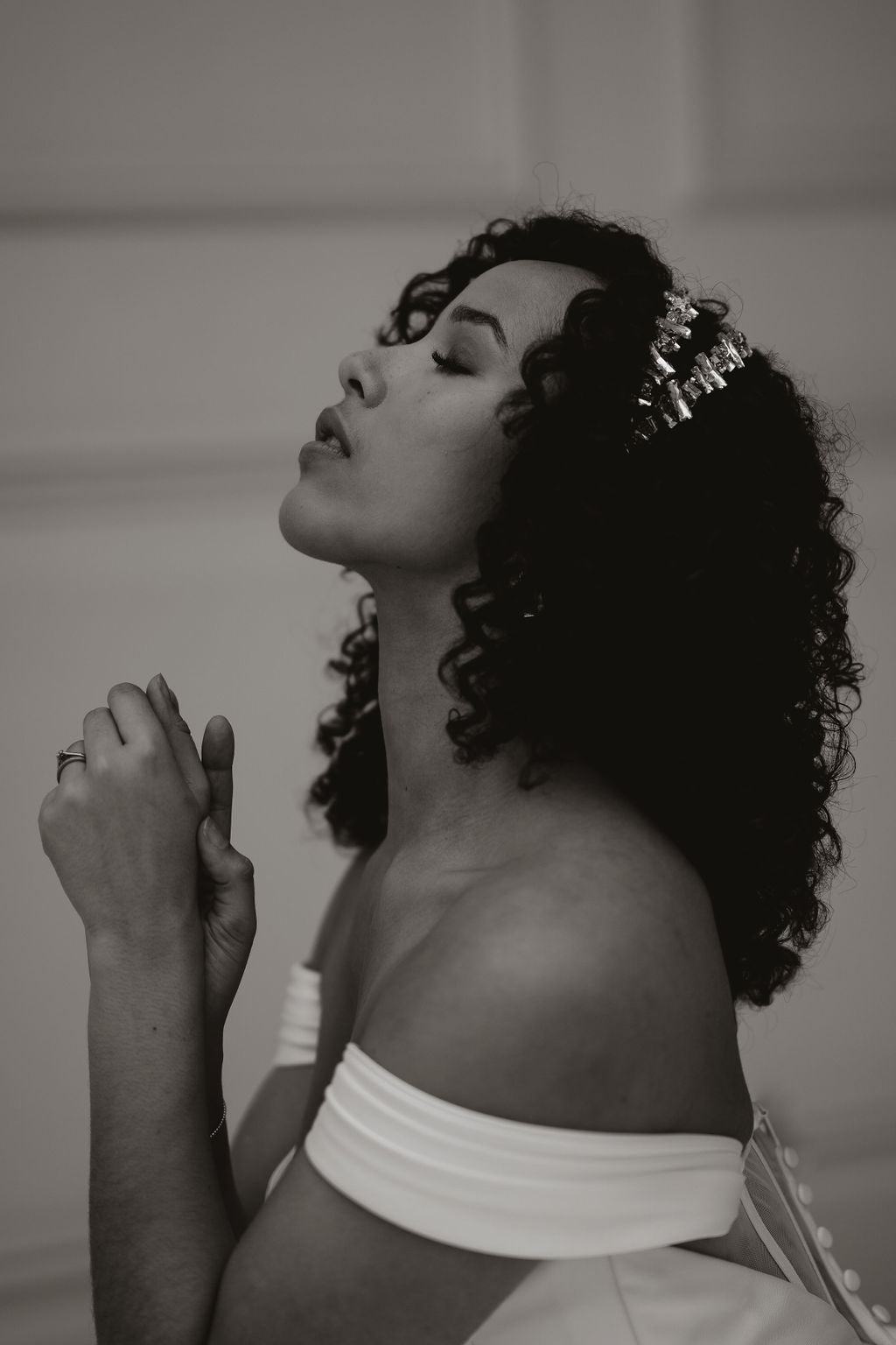 PHEONIX | Modern Bridal Headband of crystal shards