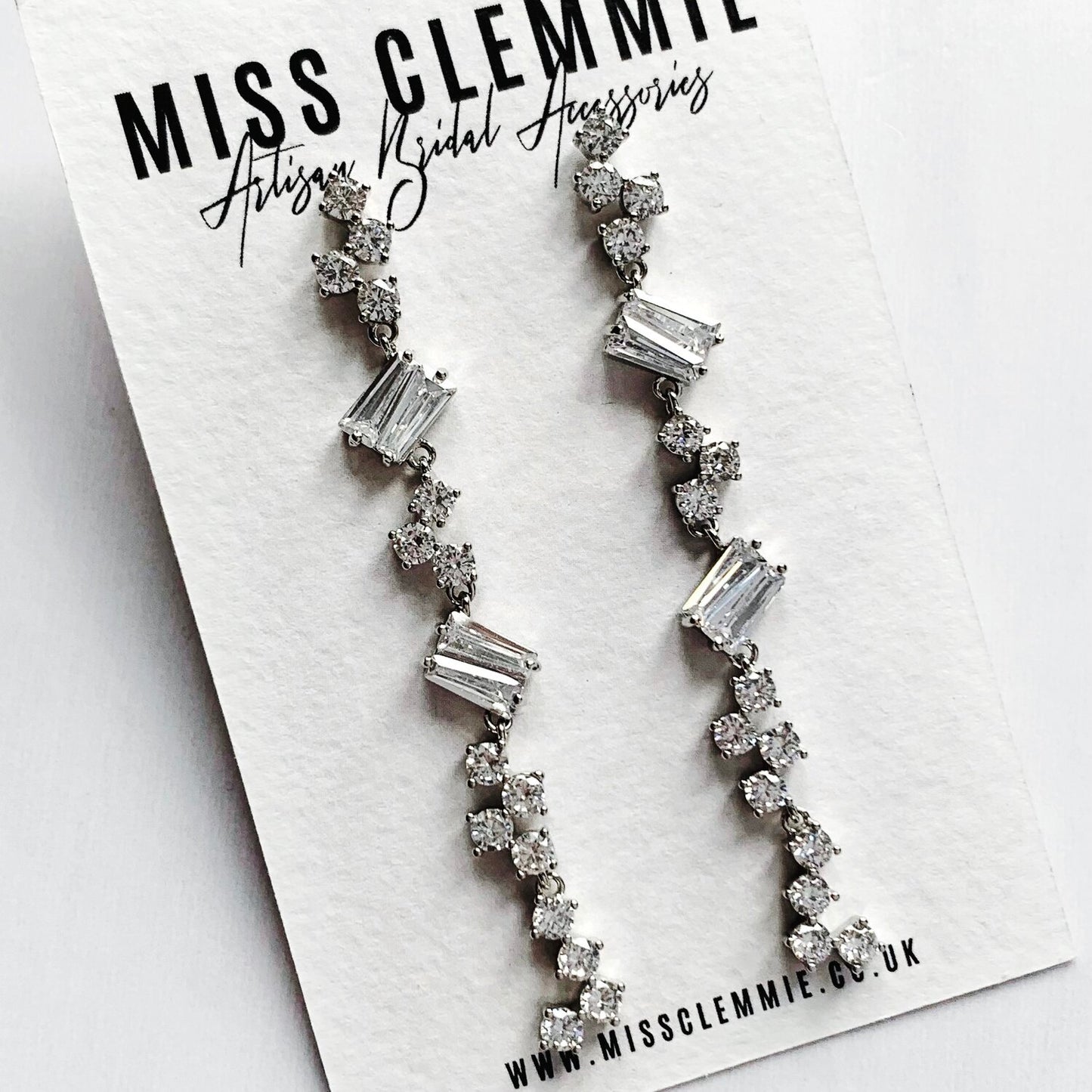 RIVOLI | Statement Bridal Earrings, long crystal drops