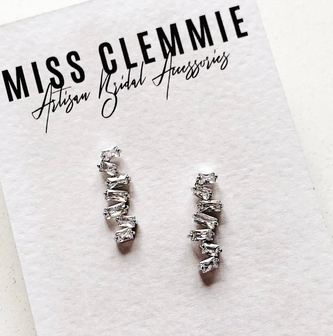 ZETTER | Simple Bridal Earrings with crystal chips