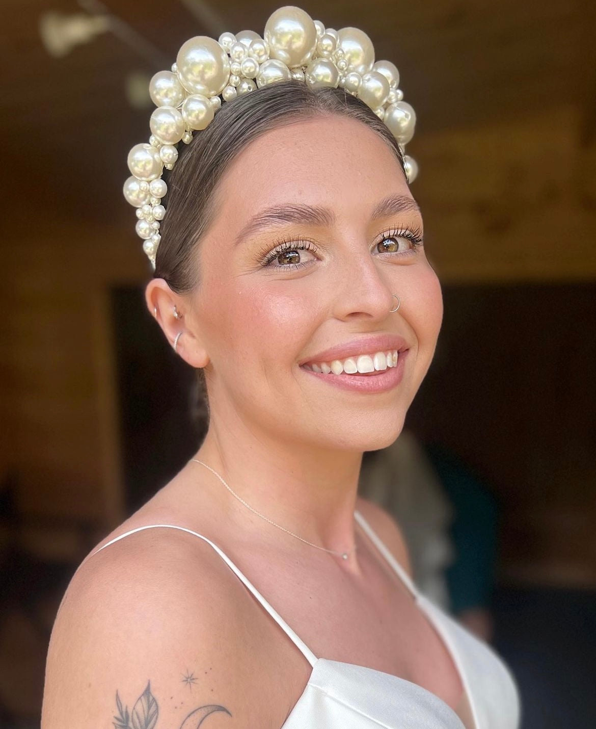 LUCINDA GRAND | Pearl Bridal Crown in a statement design
