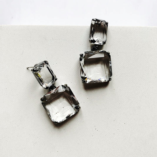 FITZROY | Statement Bridal Earrings of statement glass chips