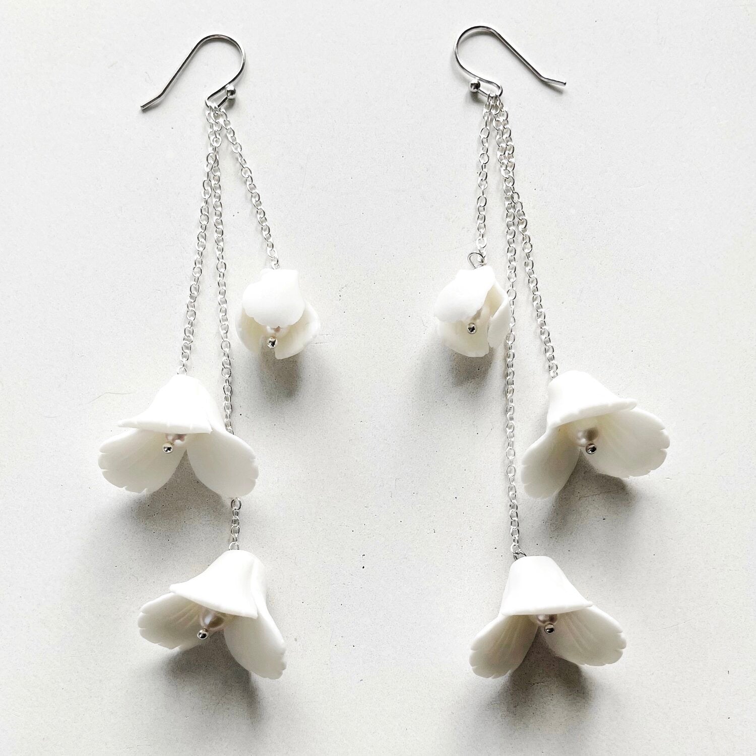 LANEY | Statement Bridal Earrings with porcelain flowers