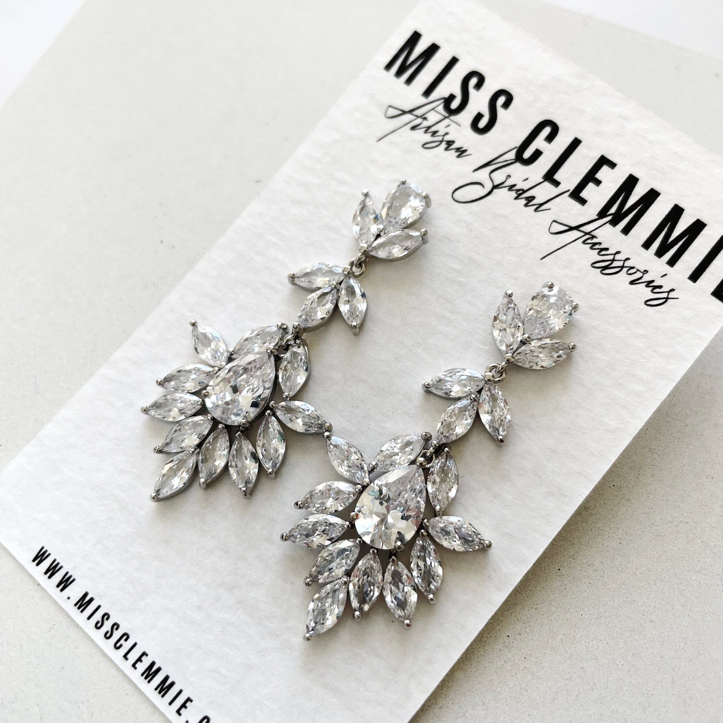 Miss Clemmie CHLOE modern bridal earrings in crystal