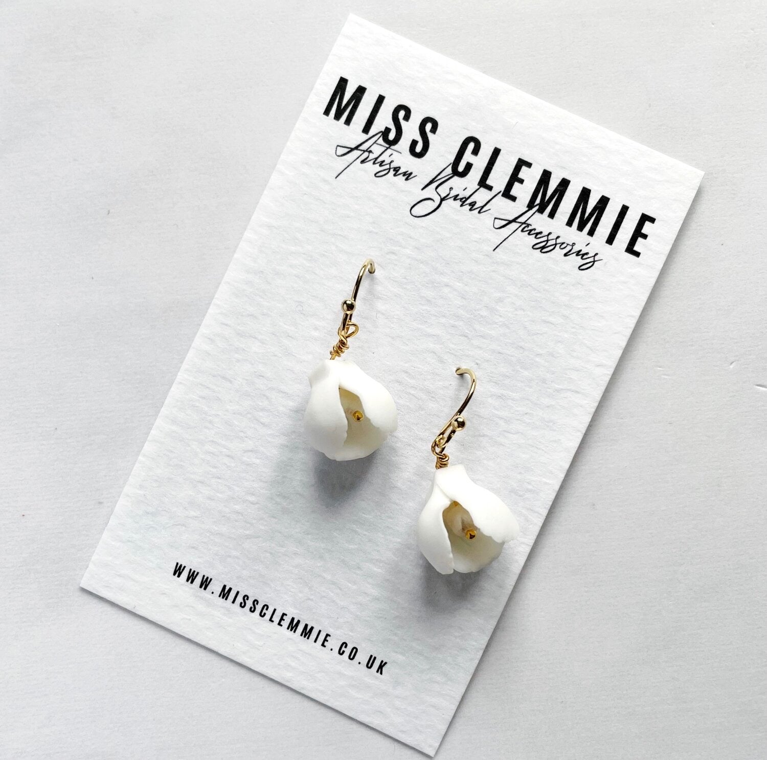 POPPY | Bridal Pearl Earrings with porcelain flower details