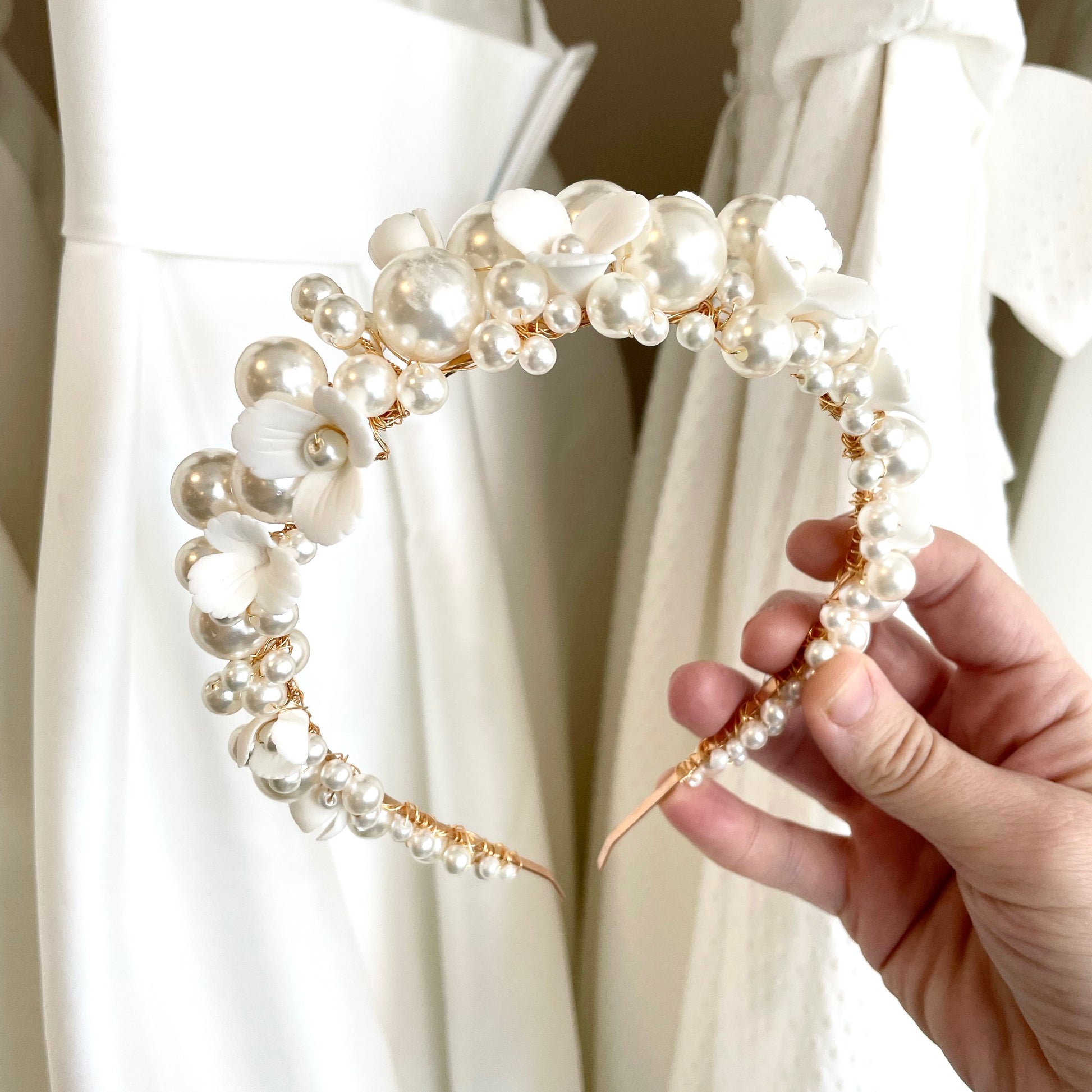 DARLA | Statement Pearl Crown of bubble pearls and flowers