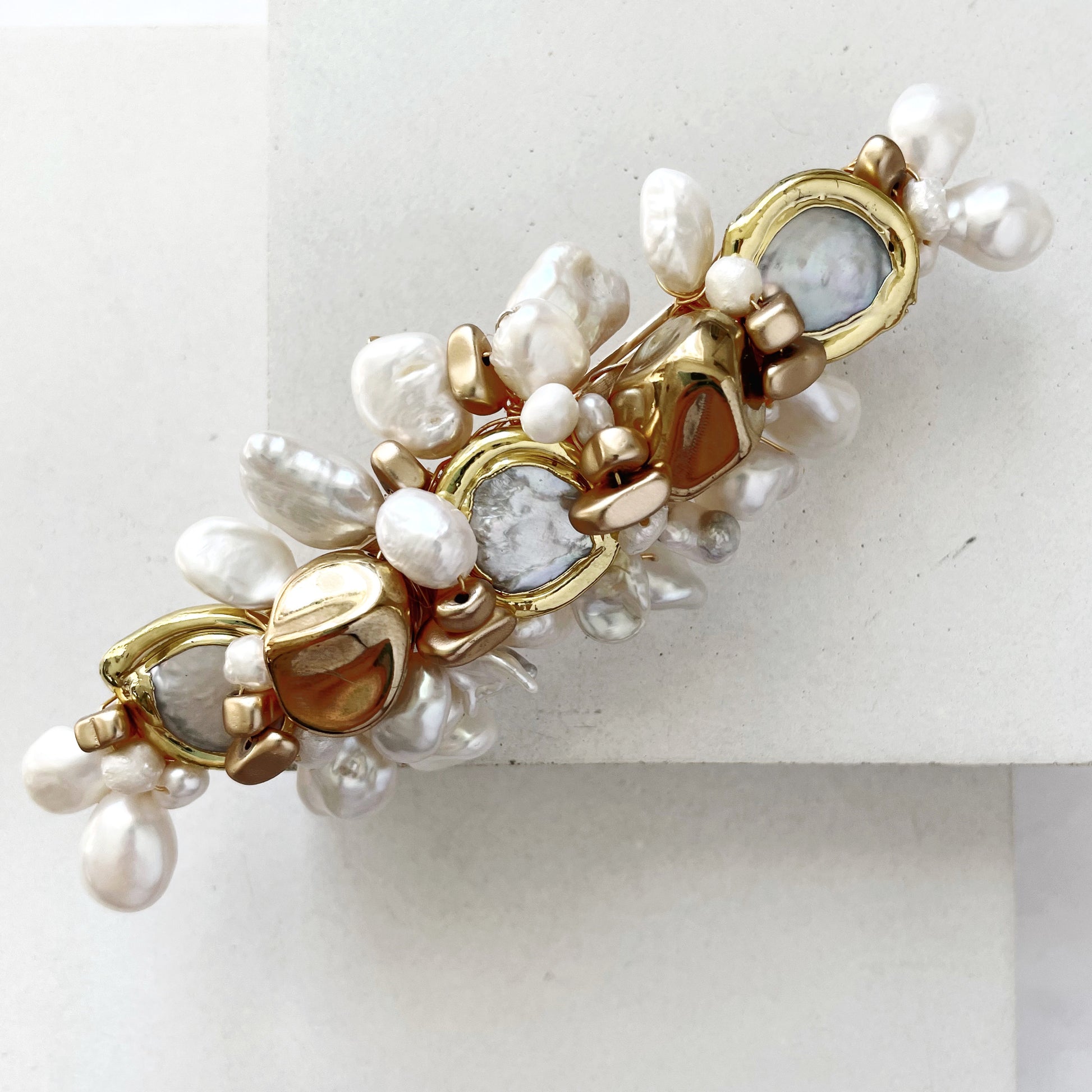 ELLERY | Barette Bridal Headpiece keshi pearl and gold 
