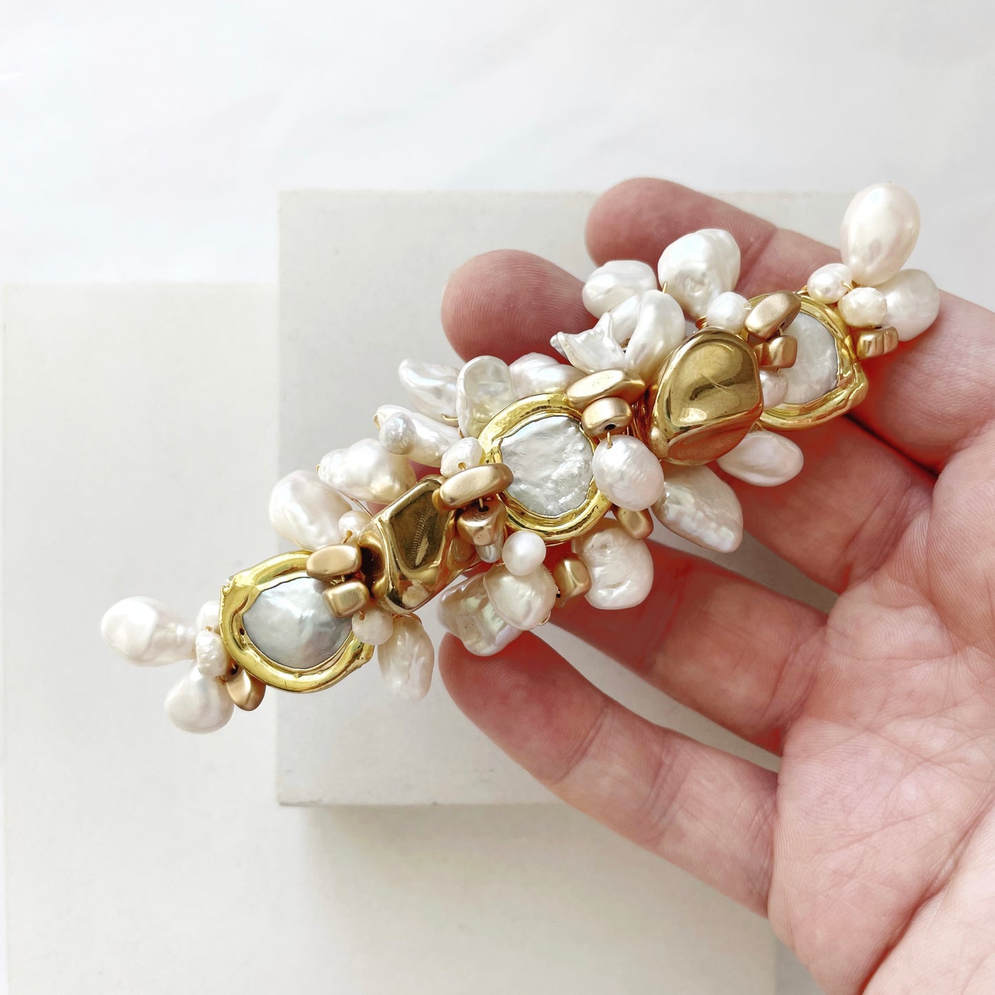 ELLERY | Barette Bridal Headpiece keshi pearl and gold 