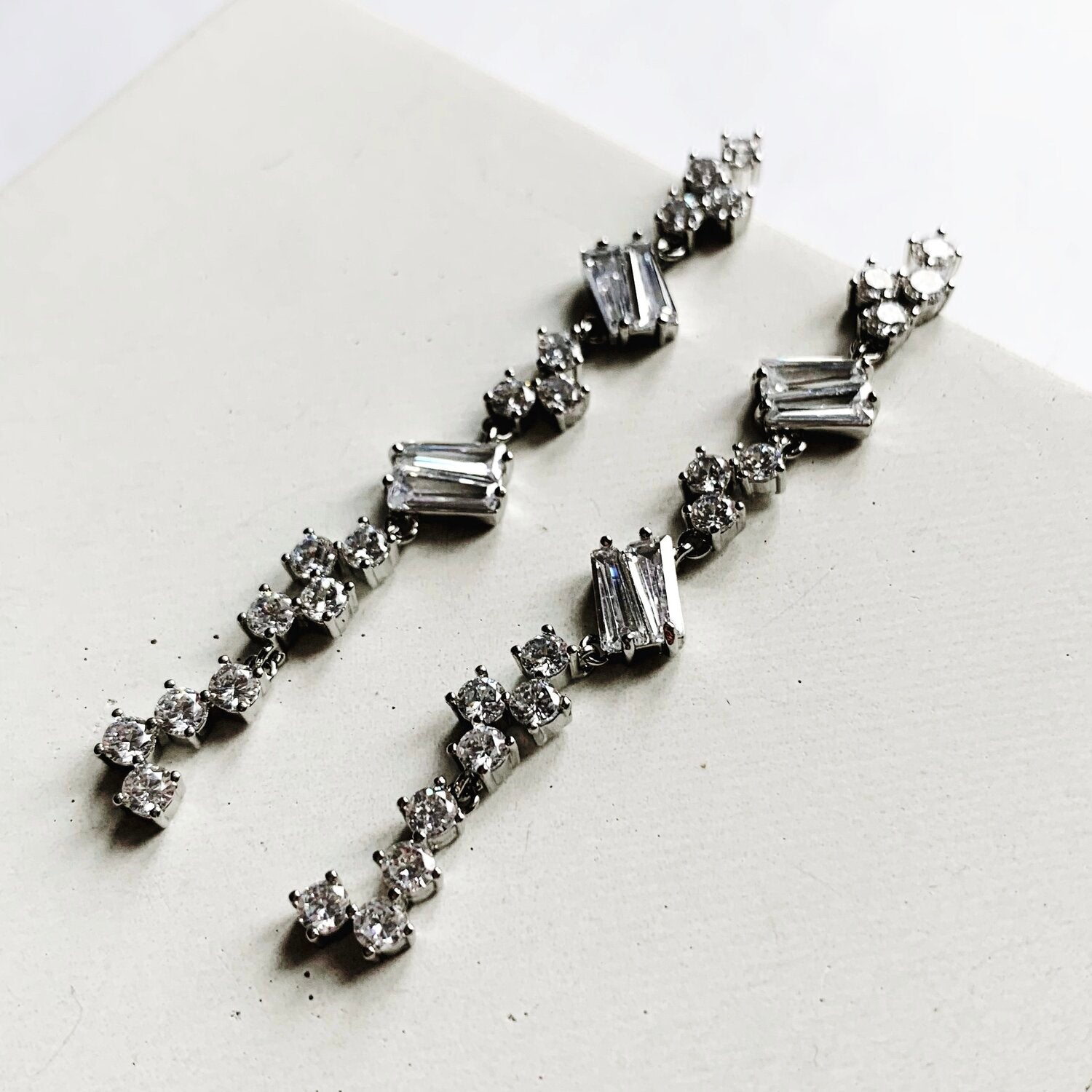RIVOLI | Statement Bridal Earrings, long crystal drops