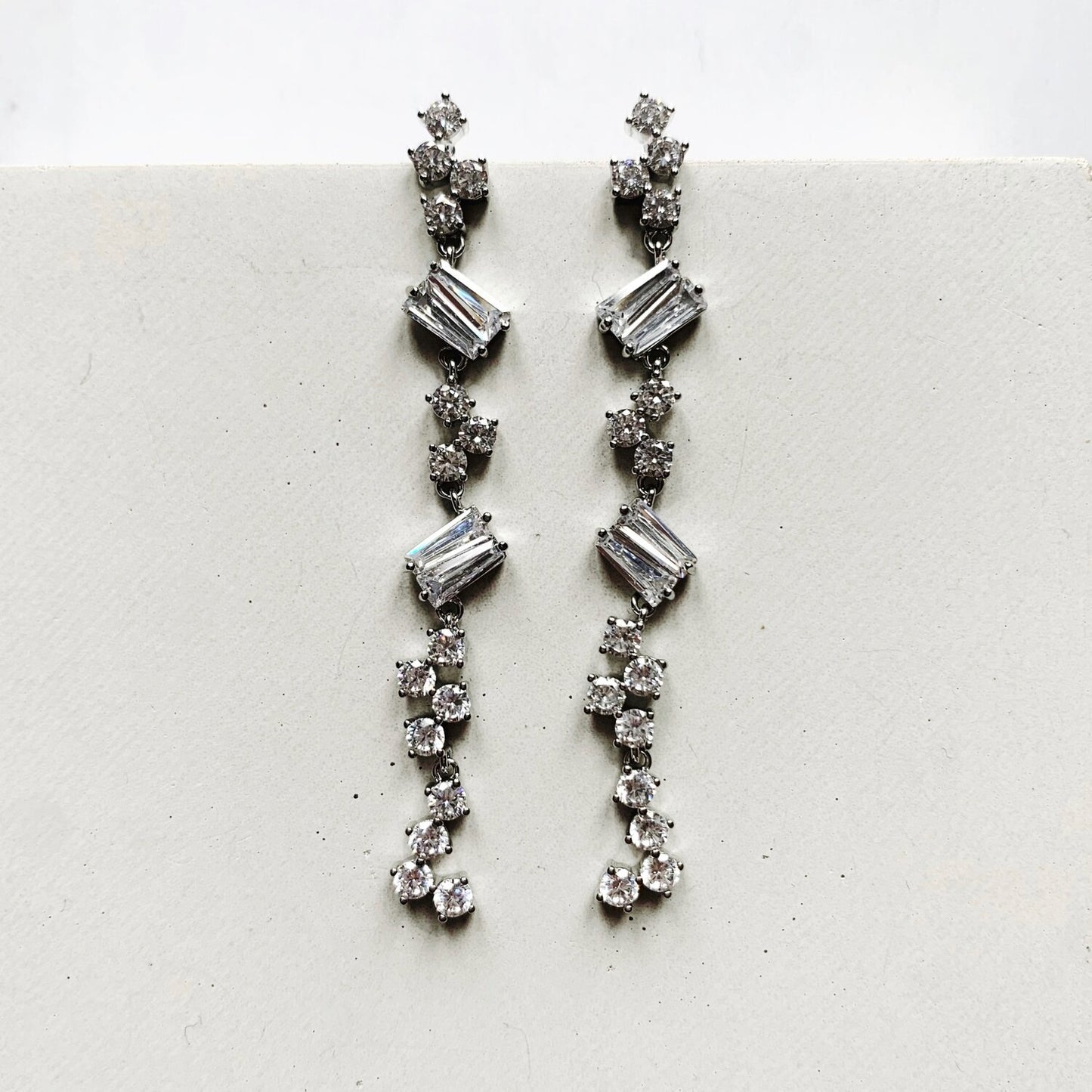 RIVOLI | Statement Bridal Earrings, long crystal drops