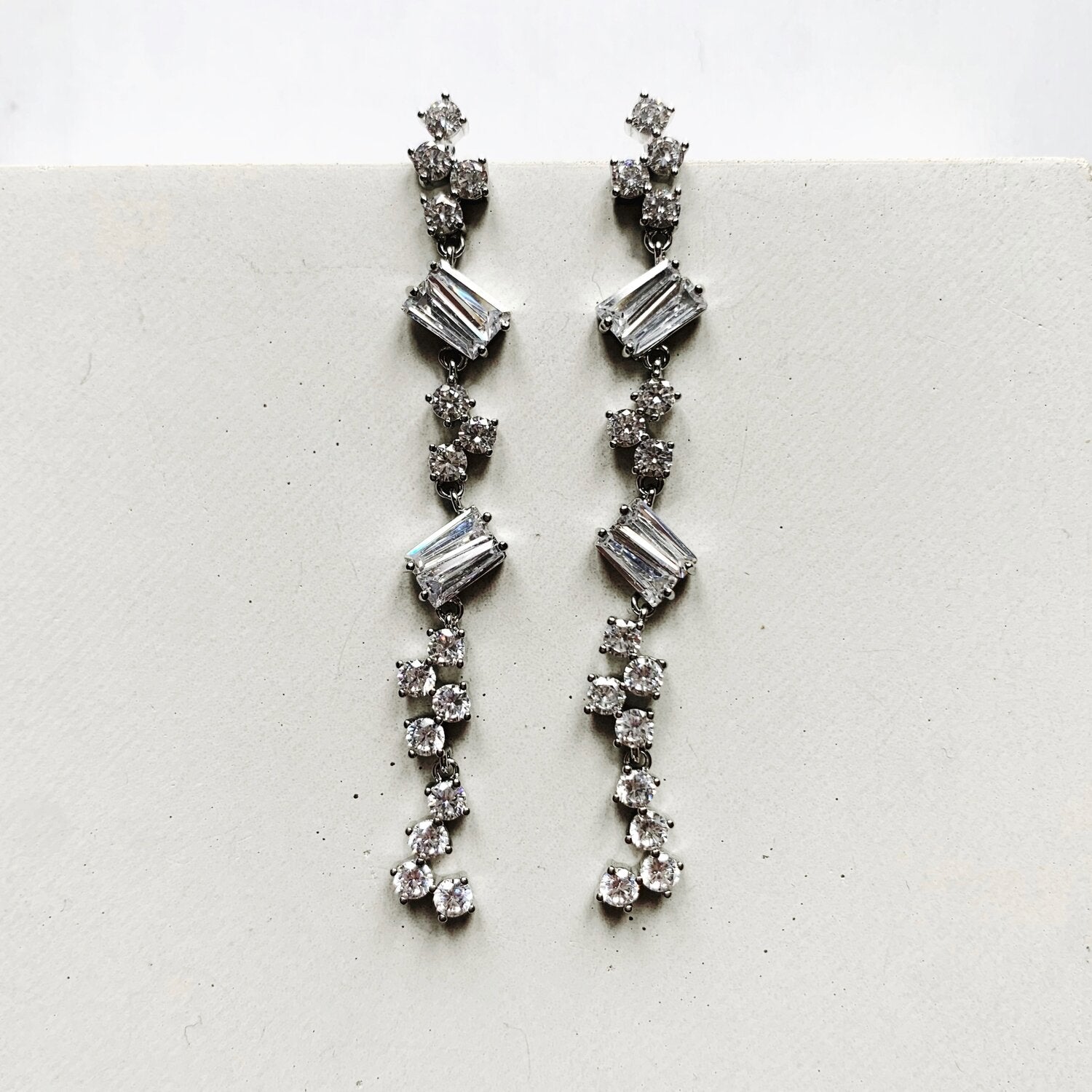 RIVOLI | Statement Bridal Earrings, long crystal drops