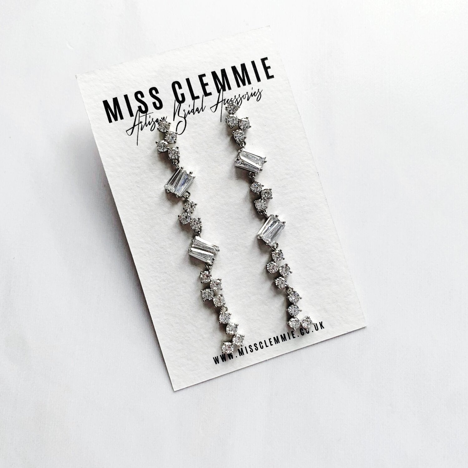 RIVOLI | Statement Bridal Earrings, long crystal drops