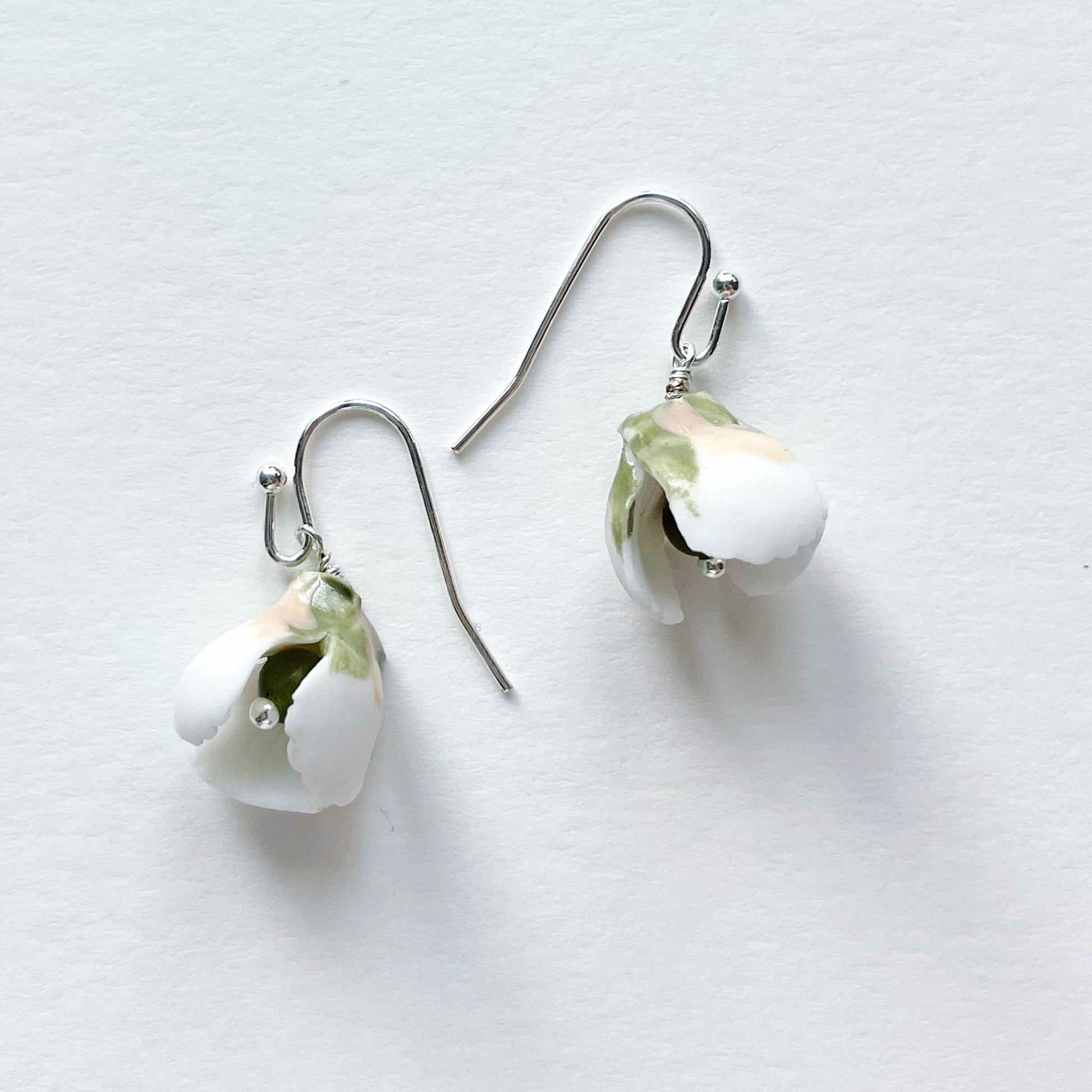 MAY | Bridal Pearl Earrings with porcelain flower details