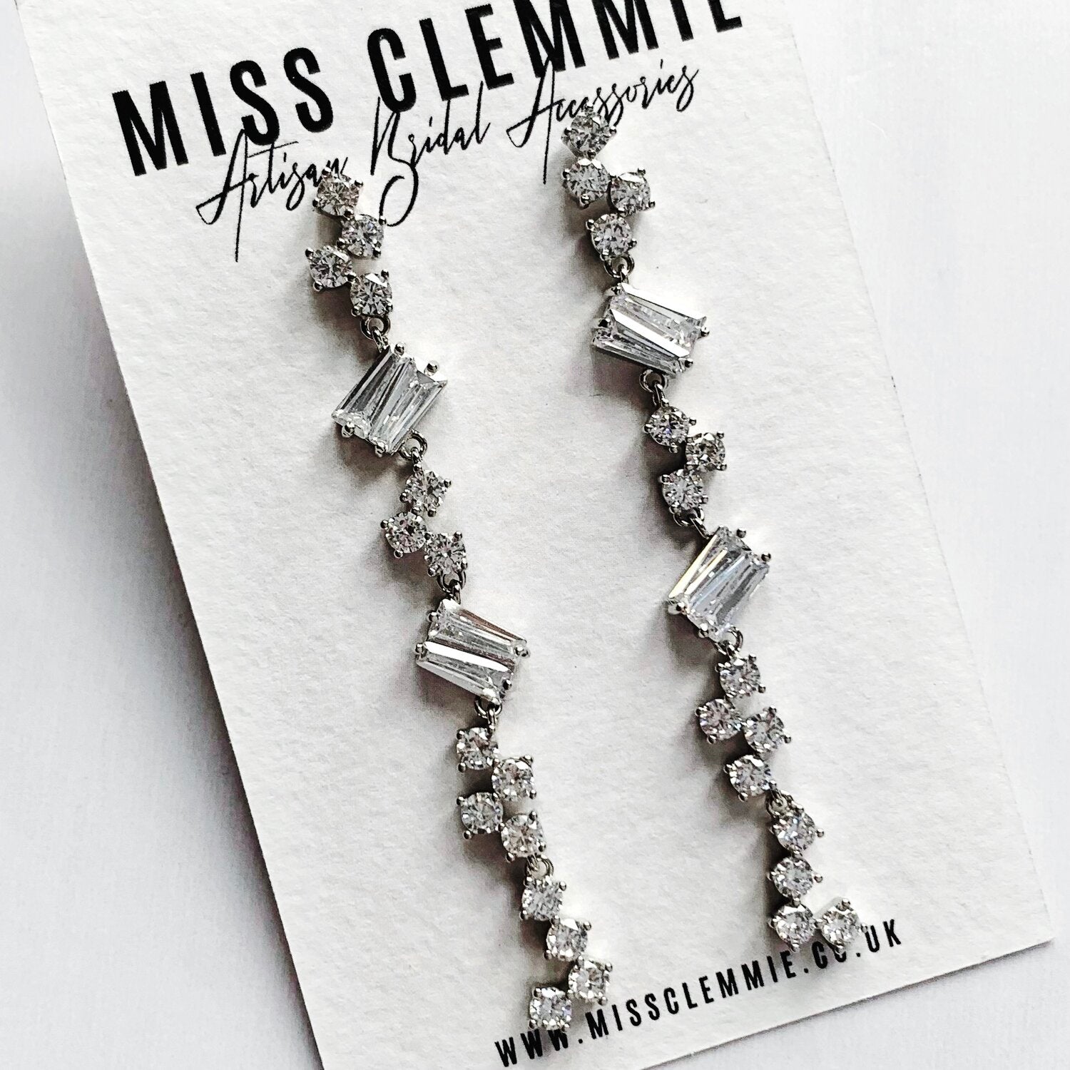 RIVOLI | Statement Bridal Earrings, long crystal drops