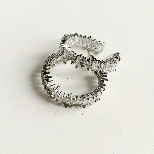 EDISON | Bridal Hoop Earrings with crystal chip details 