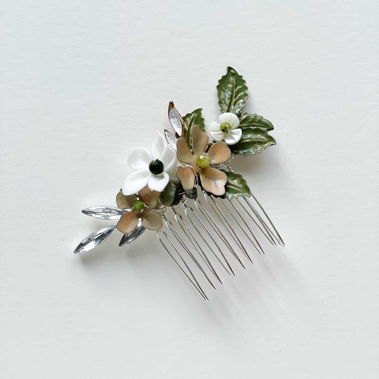 NELL | Bridal Comb of coloured flowers and leaves small