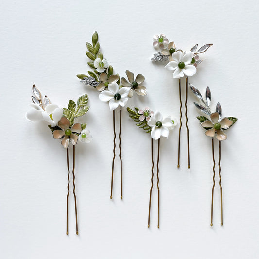 WILLOW | bridal hairpins of colour flower details ...