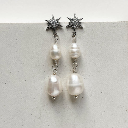 GYPSY MEDIUM | Statement Bridal Earrings of stars and pearls