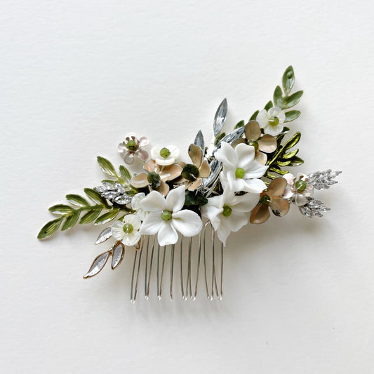 WILDER | Bridal Comb of coloured flowers and leaves 