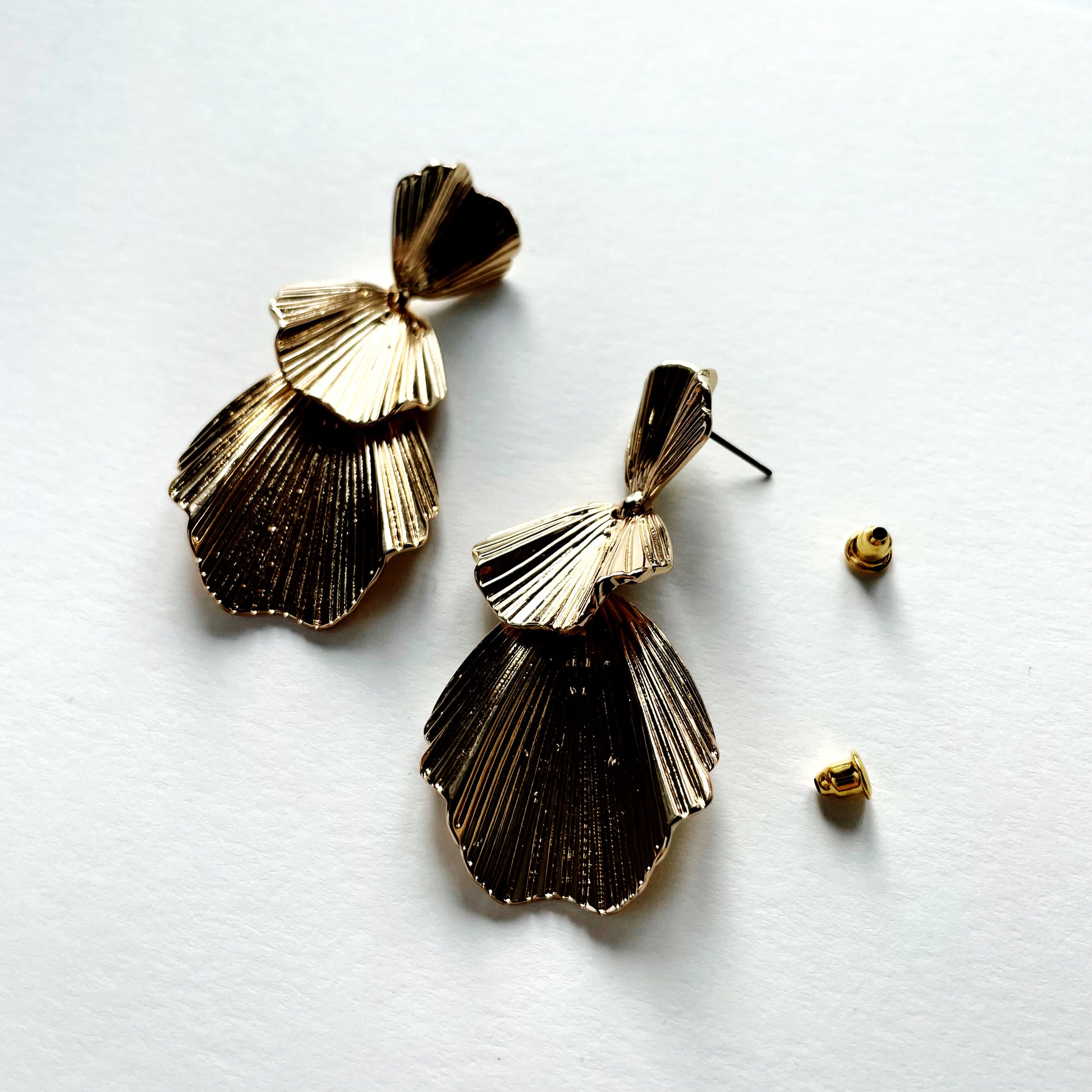 ELYSE | Statement Bridal Earrings of gold fan details